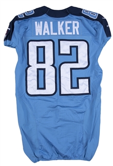 2014 Delanie Walker Game Used Tennessee Titans Light Blue Jersey 